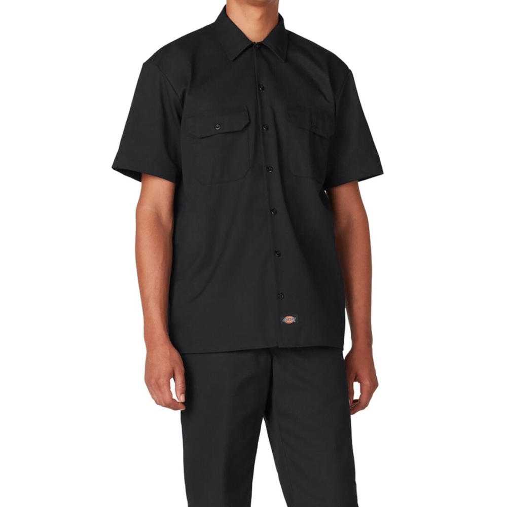 Dickies Original Fit Black Casual Button Down Shirt Short Sleeve
